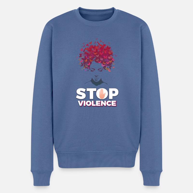 Arrêter la violence - Pull Premium bio Homme - bleu pigeon