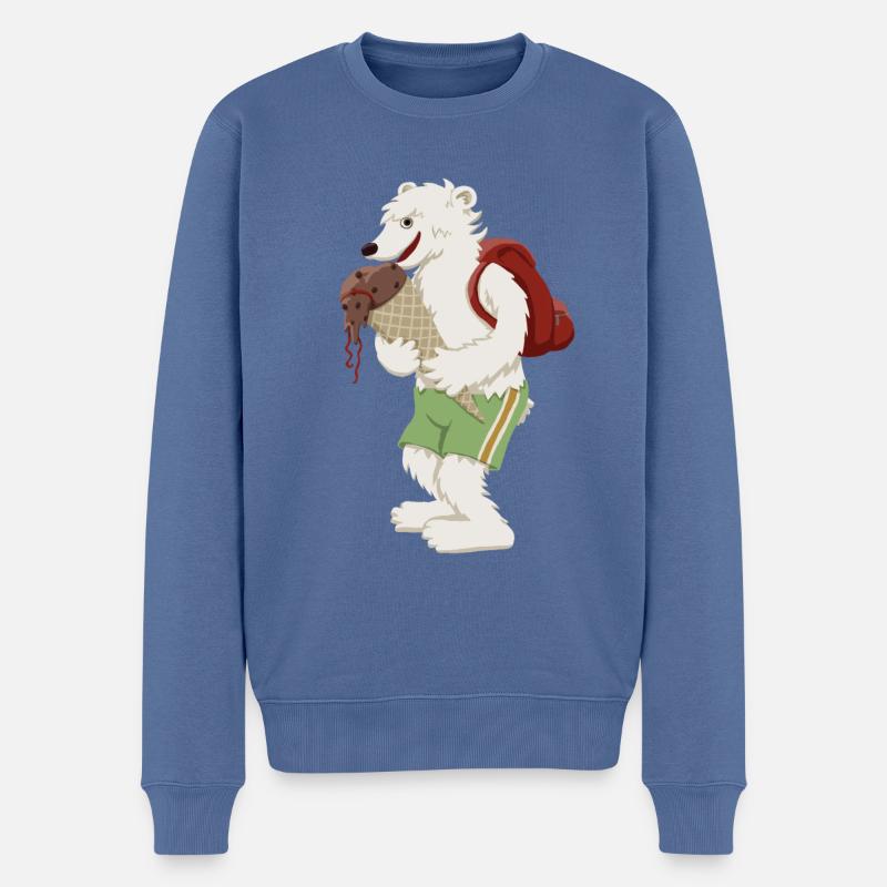 Eisbär Schultüte - Männer Premium Bio Pullover - Taubenblau