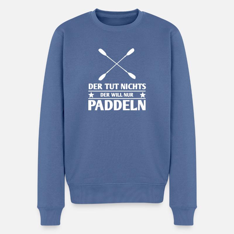 Der will nur Paddeln - Männer Premium Bio Pullover - Taubenblau