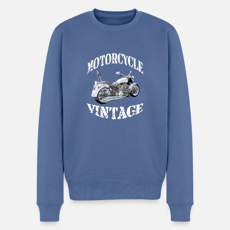 Motorrad-Zeichnung - Männer Premium Bio Pullover - Taubenblau