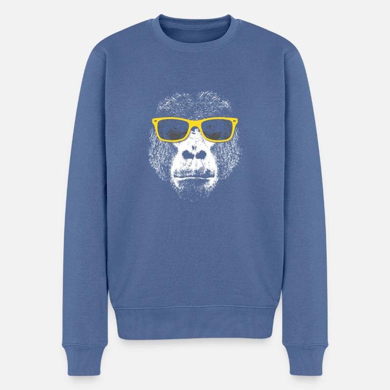 Gorilla - Männer Premium Bio Pullover - Taubenblau