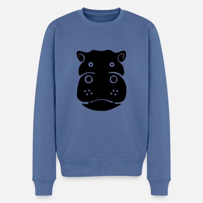 Nilpferd Hippo Flusspferd - Männer Premium Bio Pullover - Taubenblau