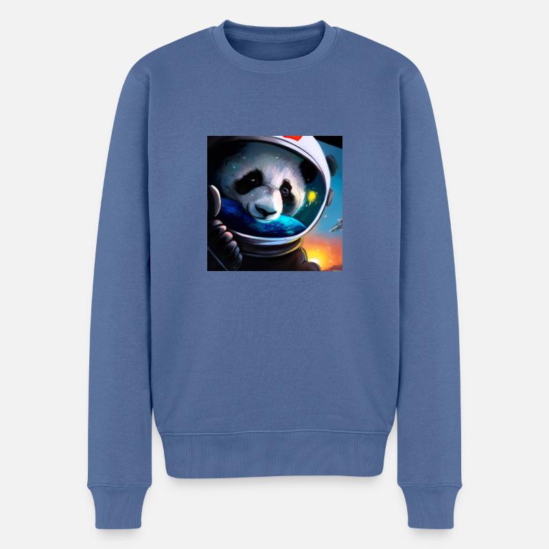 Panda Astronaut - Männer Premium Bio Pullover - Taubenblau