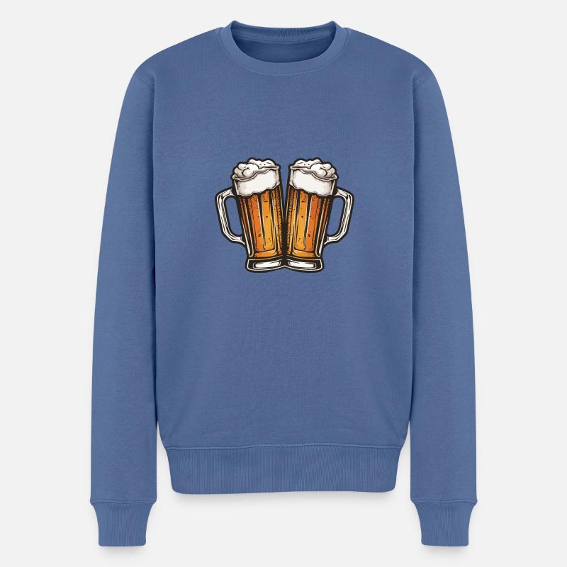 Bierkrug Bier Anstoßen - Männer Premium Bio Pullover - Taubenblau