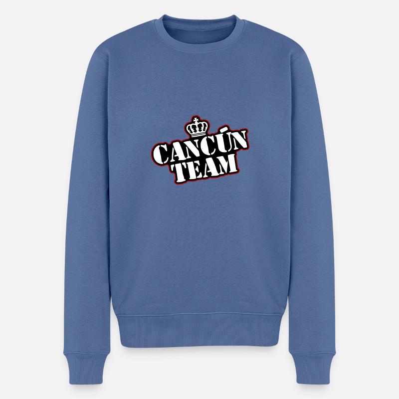 Cancun Team - Männer Premium Bio Pullover - Taubenblau