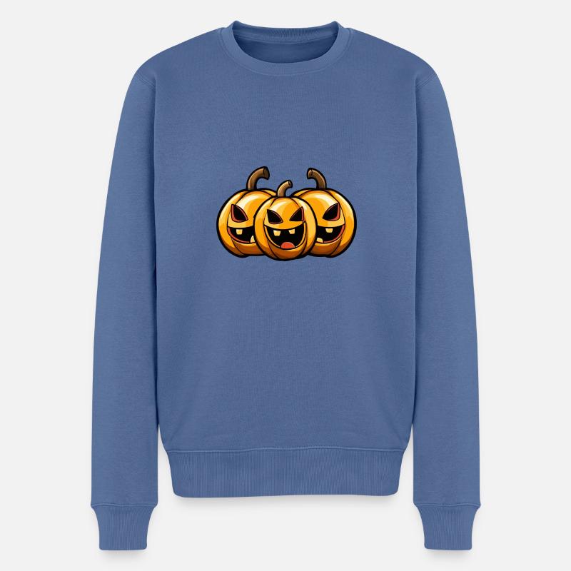 Kürbis Halloween - Männer Premium Bio Pullover - Taubenblau