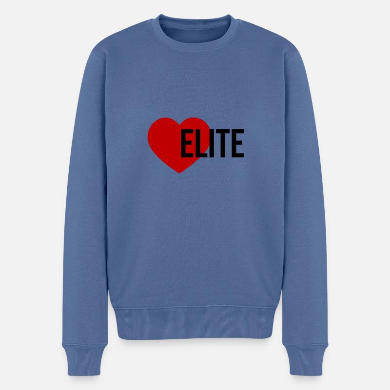 Elite Herz - Männer Premium Bio Pullover - Taubenblau