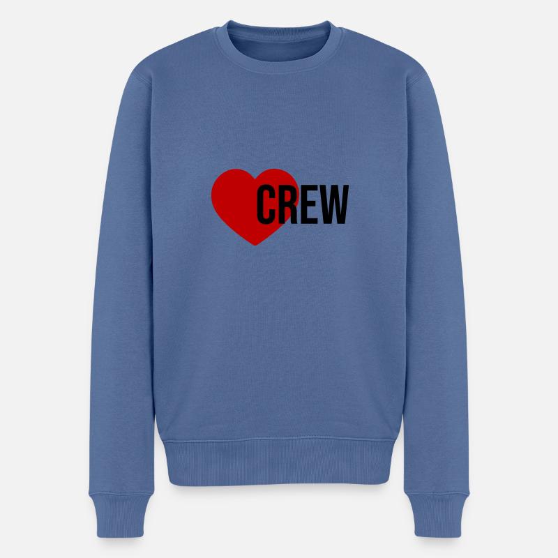 Crew Herz - Männer Premium Bio Pullover - Taubenblau