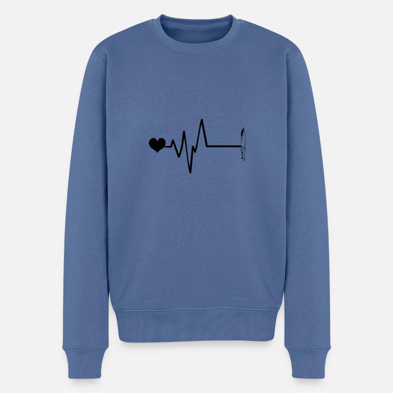Couteau Icône Pulse Love - Pull Premium bio Homme - bleu pigeon