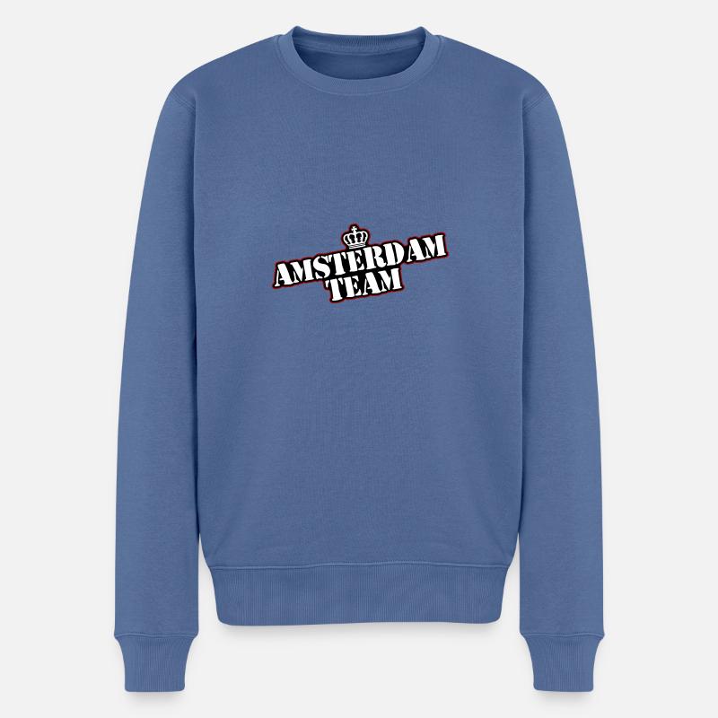 Amsterdam Team - Männer Premium Bio Pullover - Taubenblau