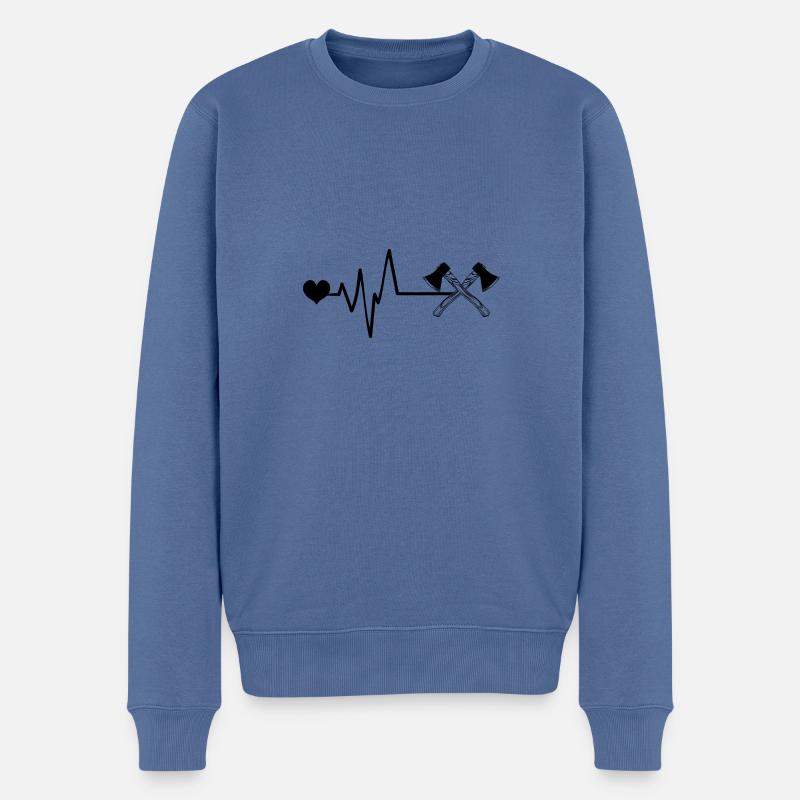 Axt Puls Liebe - Männer Premium Bio Pullover - Taubenblau