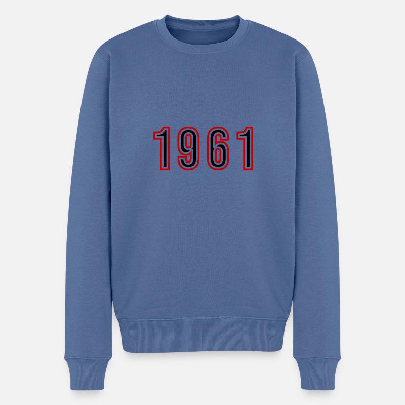 1961 Jahr Zahl - Männer Premium Bio Pullover - Taubenblau