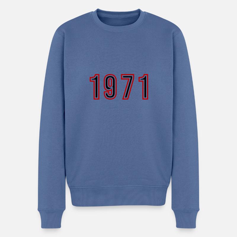1971 Numéro de l’année - Pull Premium bio Homme - bleu pigeon