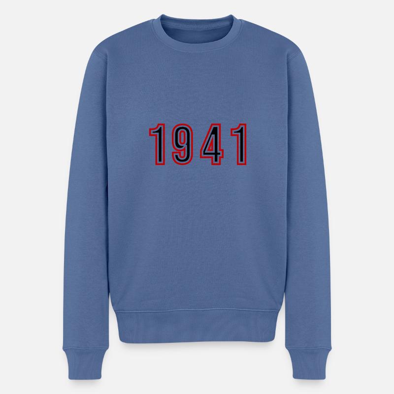 1941 Numéro de l’année - Pull Premium bio Homme - bleu pigeon