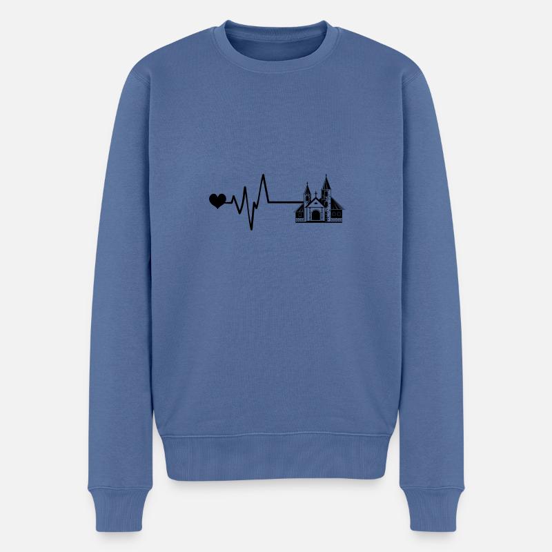 Église Pulse Amour - Pull Premium bio Homme - bleu pigeon