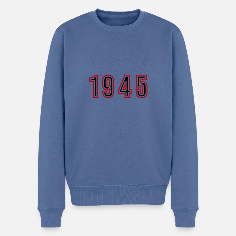 1945 Numéro de l’année - Pull Premium bio Homme - bleu pigeon