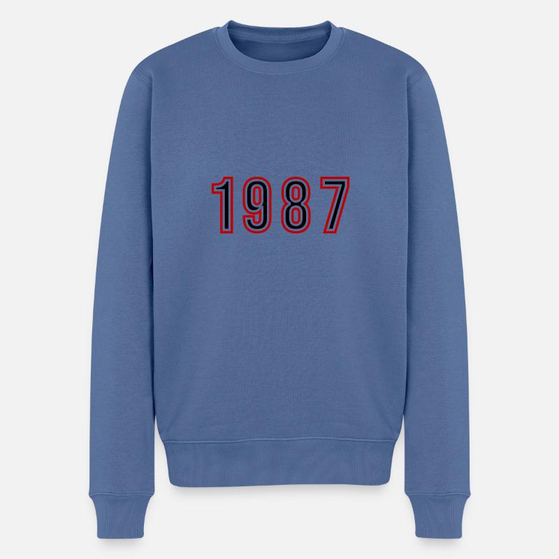 1987 Jahr Zahl - Männer Premium Bio Pullover - Taubenblau