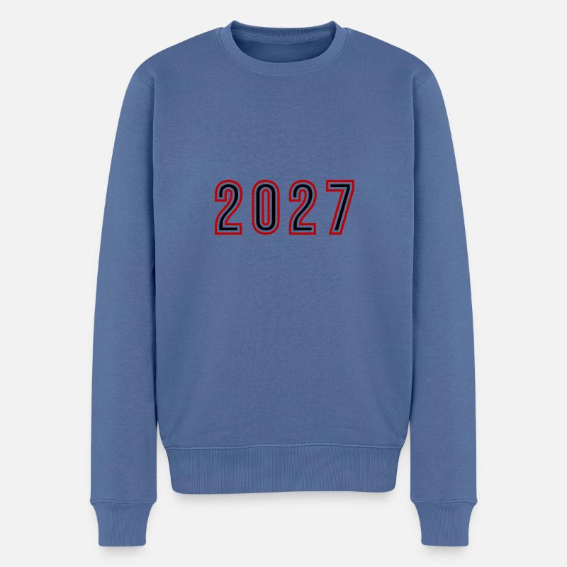 2027 Jahr Zahl - Männer Premium Bio Pullover - Taubenblau