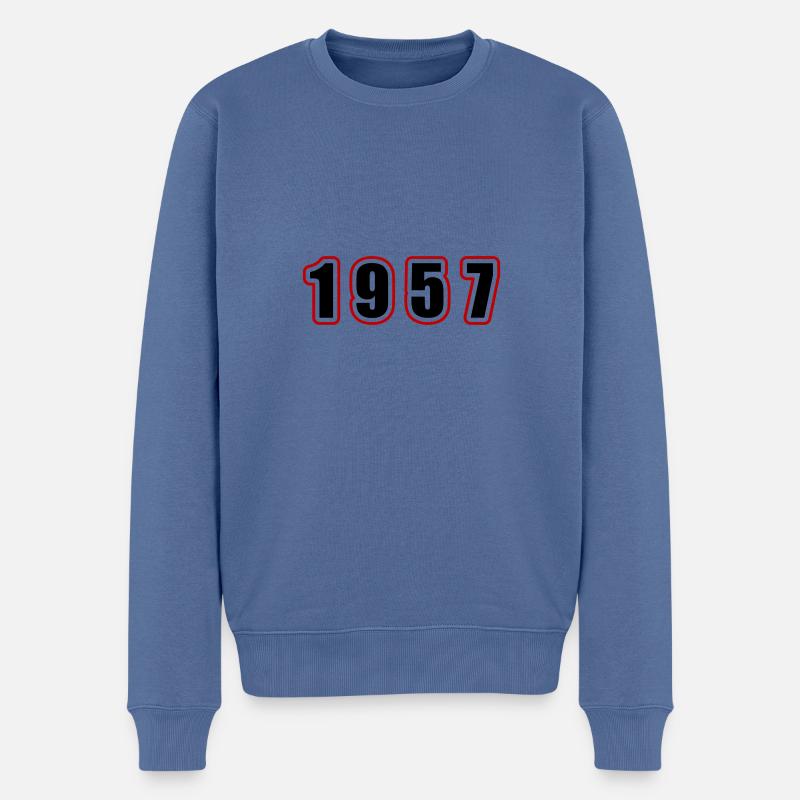 Anniversaire de l’année 1957 - Pull Premium bio Homme - bleu pigeon
