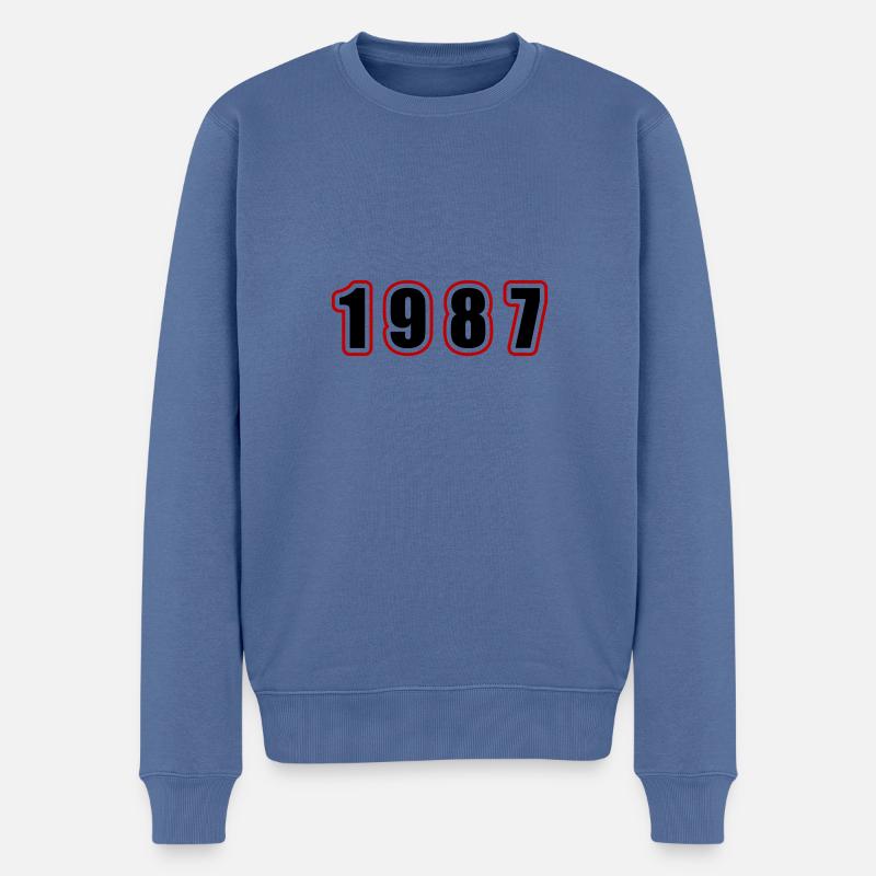 1987 Année Anniversaire - Pull Premium bio Homme - bleu pigeon