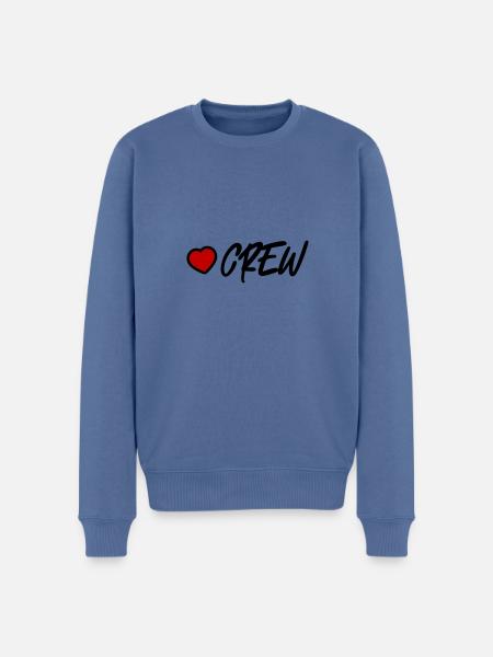 Crew Herz - Männer Premium Bio Pullover - Taubenblau