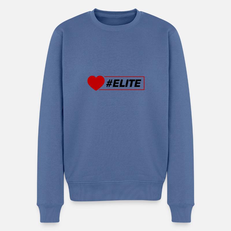 Elite Herz - Männer Premium Bio Pullover - Taubenblau