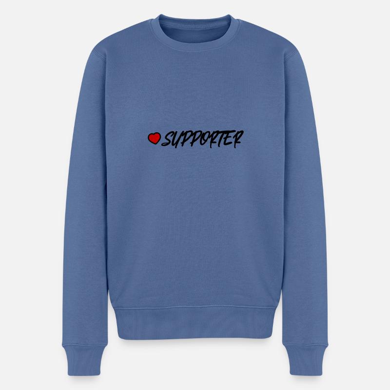 Supporter Herz - Männer Premium Bio Pullover - Taubenblau