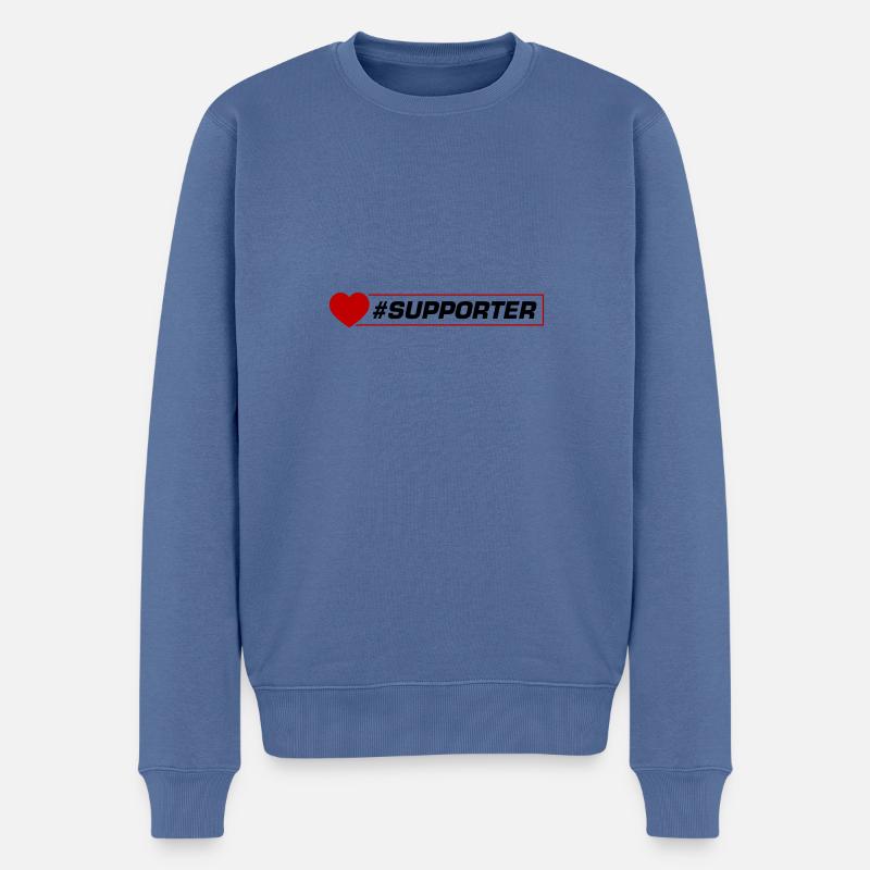 Supporter Herz - Männer Premium Bio Pullover - Taubenblau