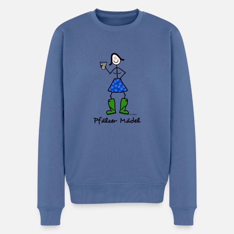 Pfälzer Mädel - Männer Premium Bio Pullover - Taubenblau