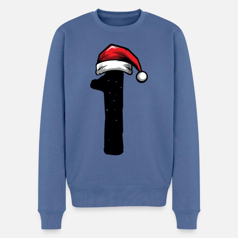 1 numéro de Noël - Pull Premium bio Homme - bleu pigeon
