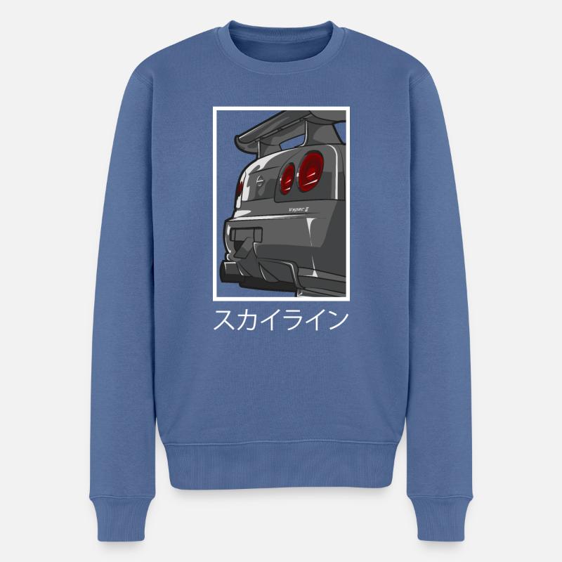 GTR R34 Skyline - Männer Premium Bio Pullover - Taubenblau