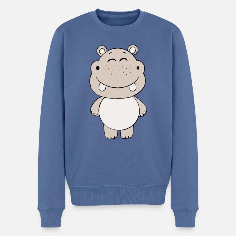 Nilpferd - Männer Premium Bio Pullover - Taubenblau