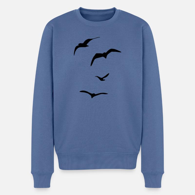 Vögel fliegen - Männer Premium Bio Pullover - Taubenblau