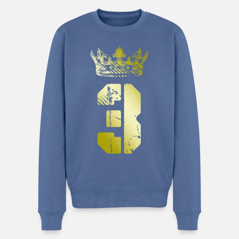 3 Couronne de numéros - Pull Premium bio Homme - bleu pigeon