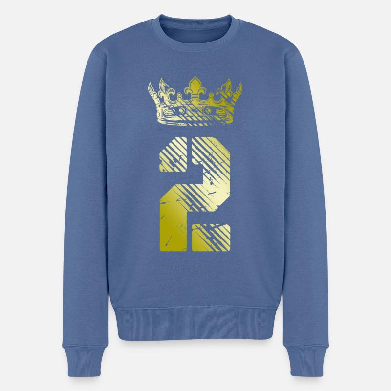 2 Zahl Krone - Männer Premium Bio Pullover - Taubenblau