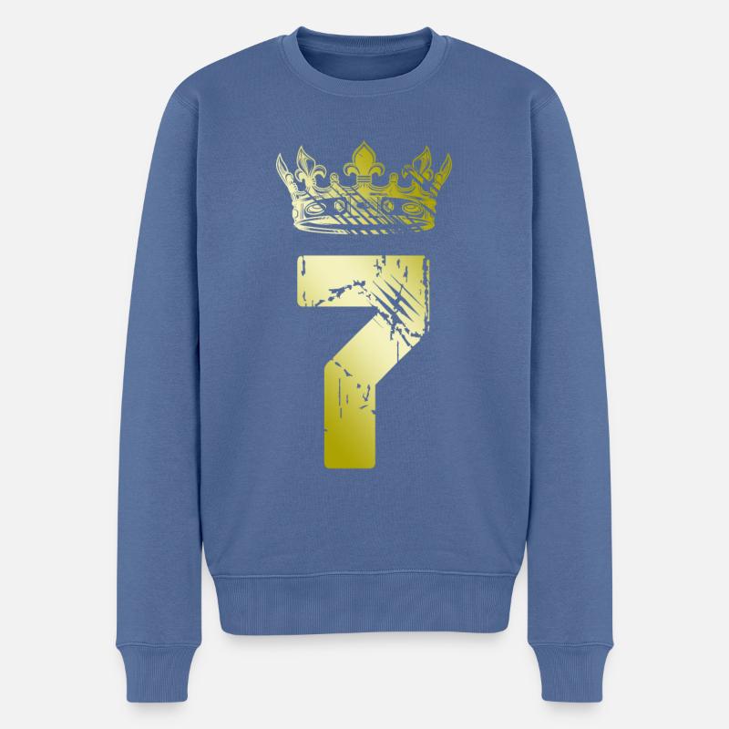 7 Couronne de numéros - Pull Premium bio Homme - bleu pigeon
