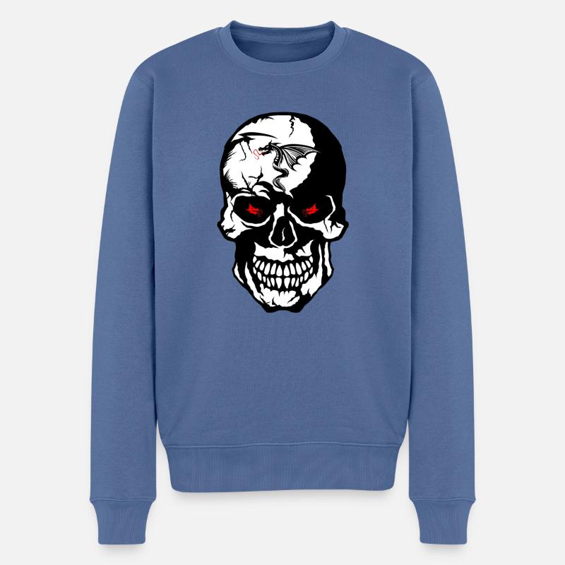Schädel Schädel Drache Stammesschädel - Männer Premium Bio Pullover - Taubenblau