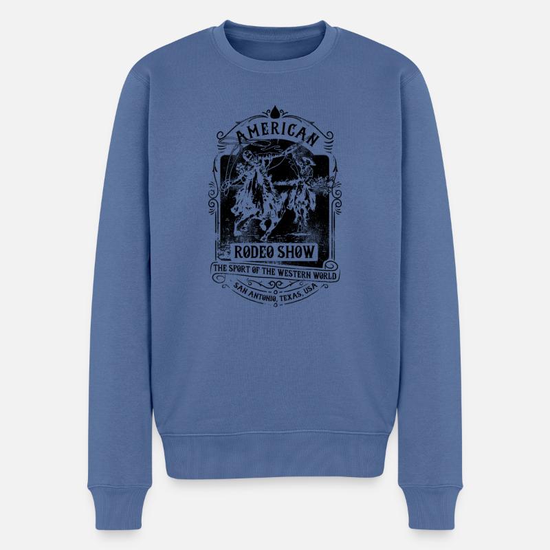American Rodeo Show - Pull Premium bio Homme - bleu pigeon