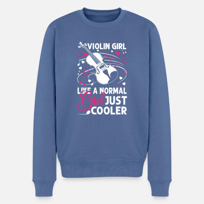Violin Girl Funny Violinist String Instrument - Männer Premium Bio Pullover - Taubenblau