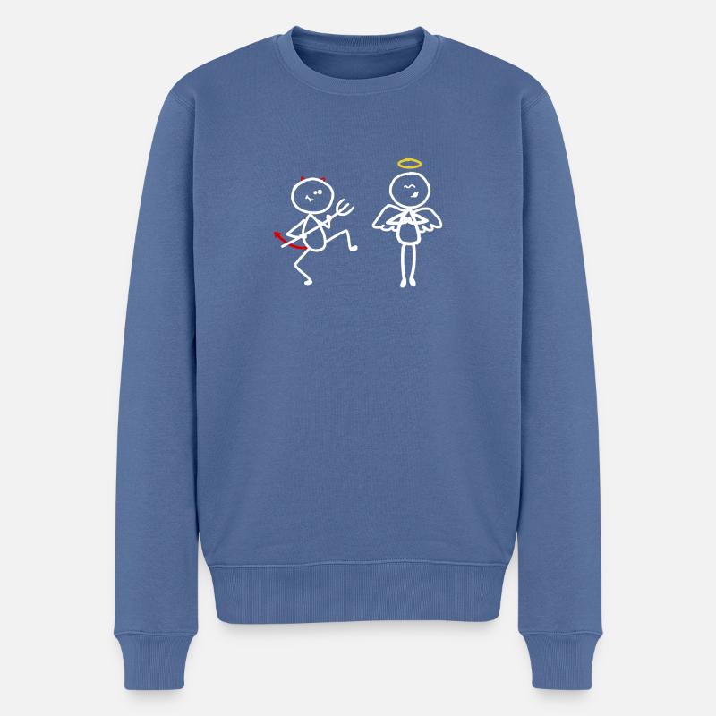 Engel Teufel Gott Religion Lustig Gegensätze - Männer Premium Bio Pullover - Taubenblau