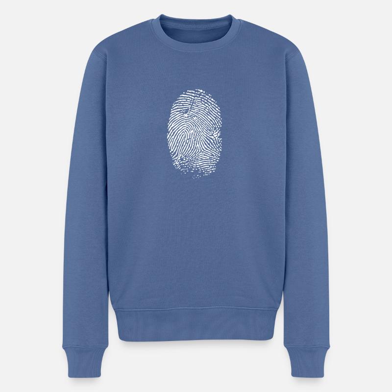 Empreinte digitale blanche - Pull Premium bio Homme - bleu pigeon