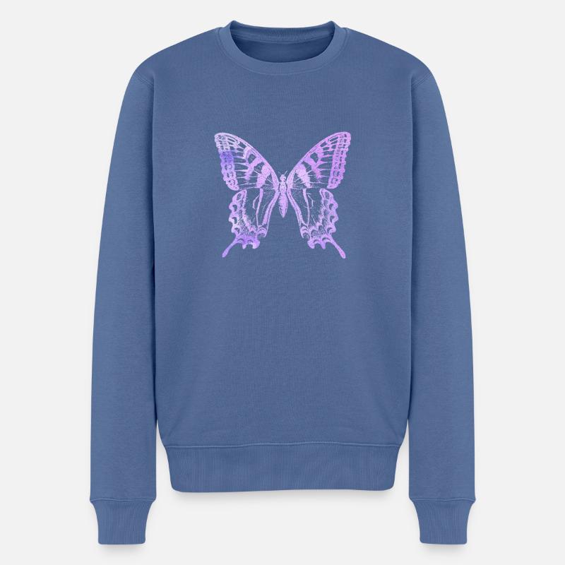 Aquarell Schmetterling - Männer Premium Bio Pullover - Taubenblau