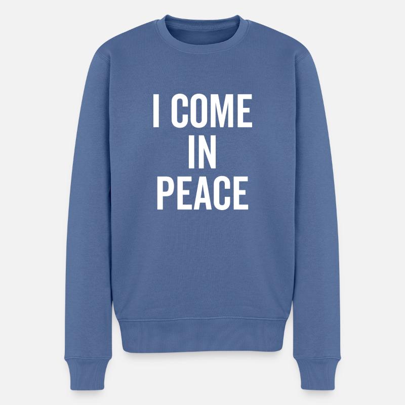 Je viens en paix - Pull Premium bio Homme - bleu pigeon