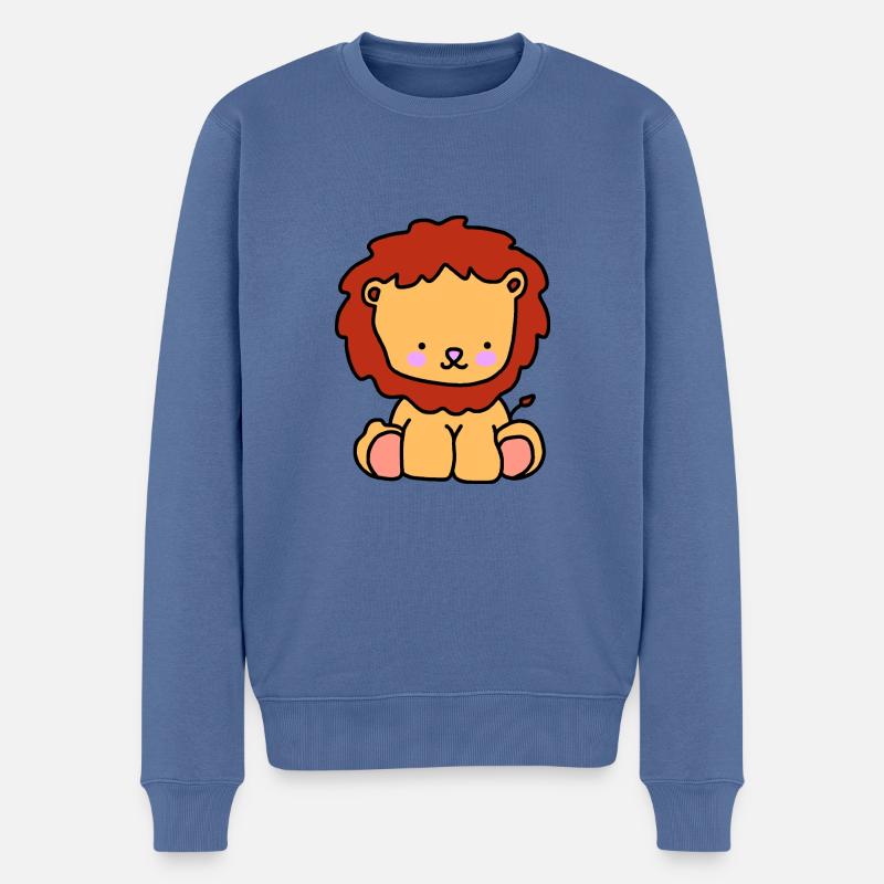 Löwe Baby Kind - Männer Premium Bio Pullover - Taubenblau