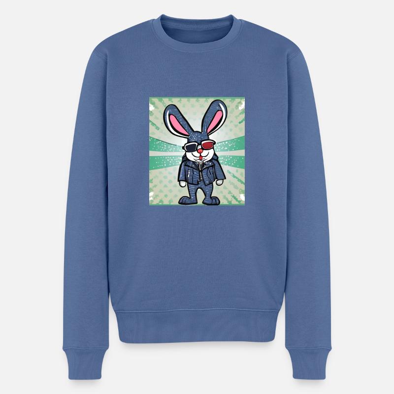 Komischer Hase - Männer Premium Bio Pullover - Taubenblau
