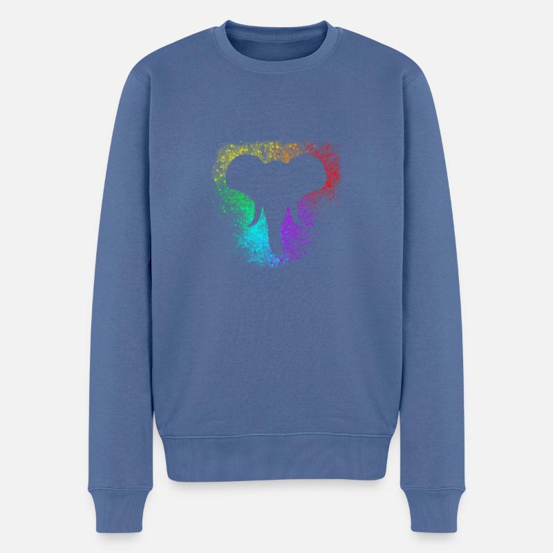 Regenbogenspritzer Elefantenkopf - Männer Premium Bio Pullover - Taubenblau