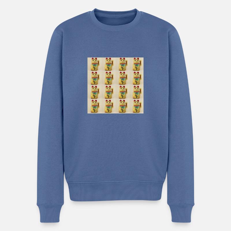 Lucky 16 Cats - Männer Premium Bio Pullover - Taubenblau