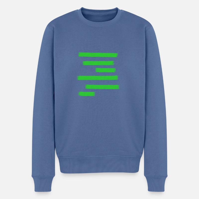 Grüne Farbbalken - Männer Premium Bio Pullover - Taubenblau