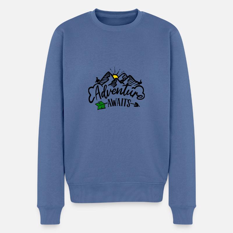 L’aventure vous attend - Pull Premium bio Homme - bleu pigeon
