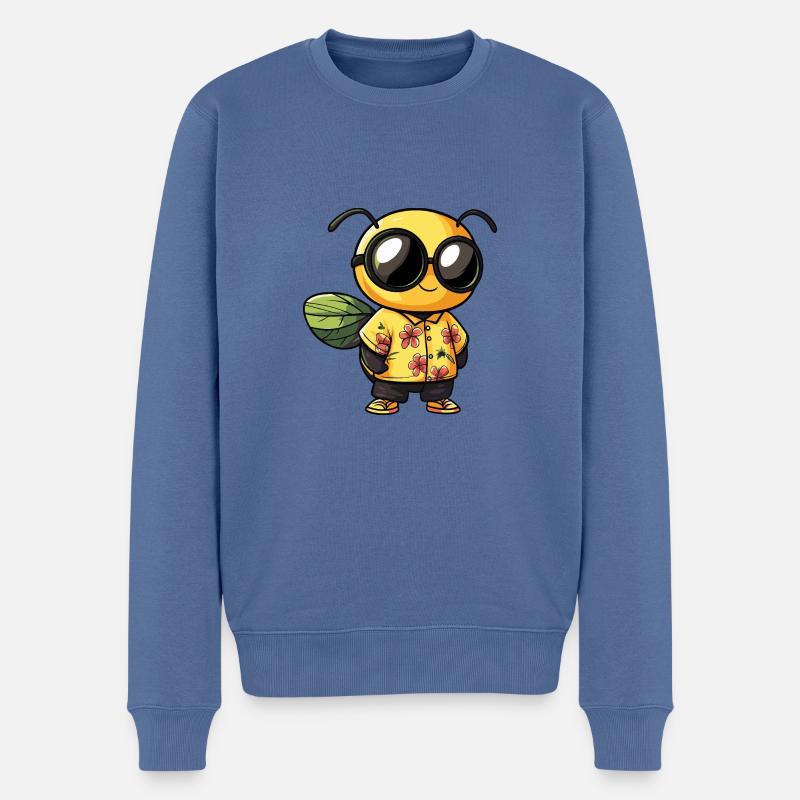 Biene Cool Sommer - Männer Premium Bio Pullover - Taubenblau